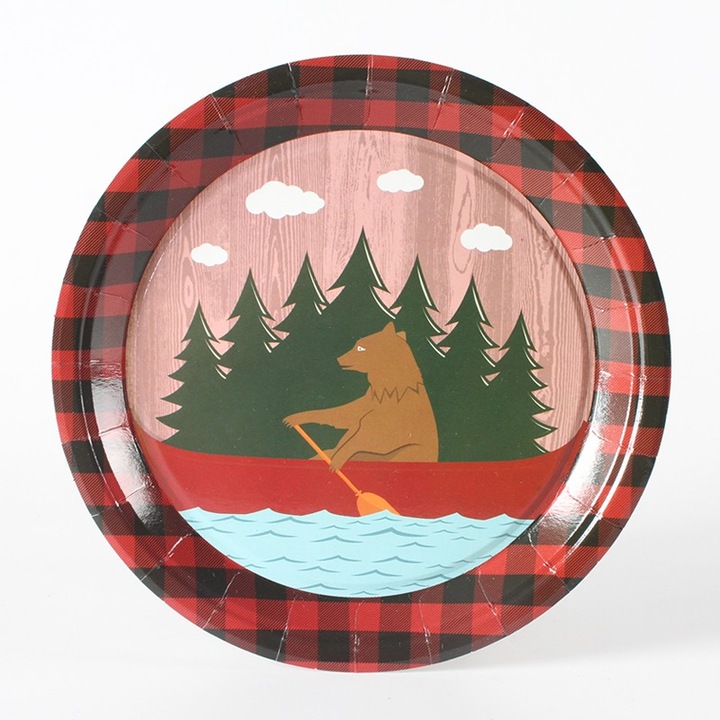 Комплект от 10 чинии за еднократна употреба, Cyrax, 18 см, с мотив на мече, многоцветни