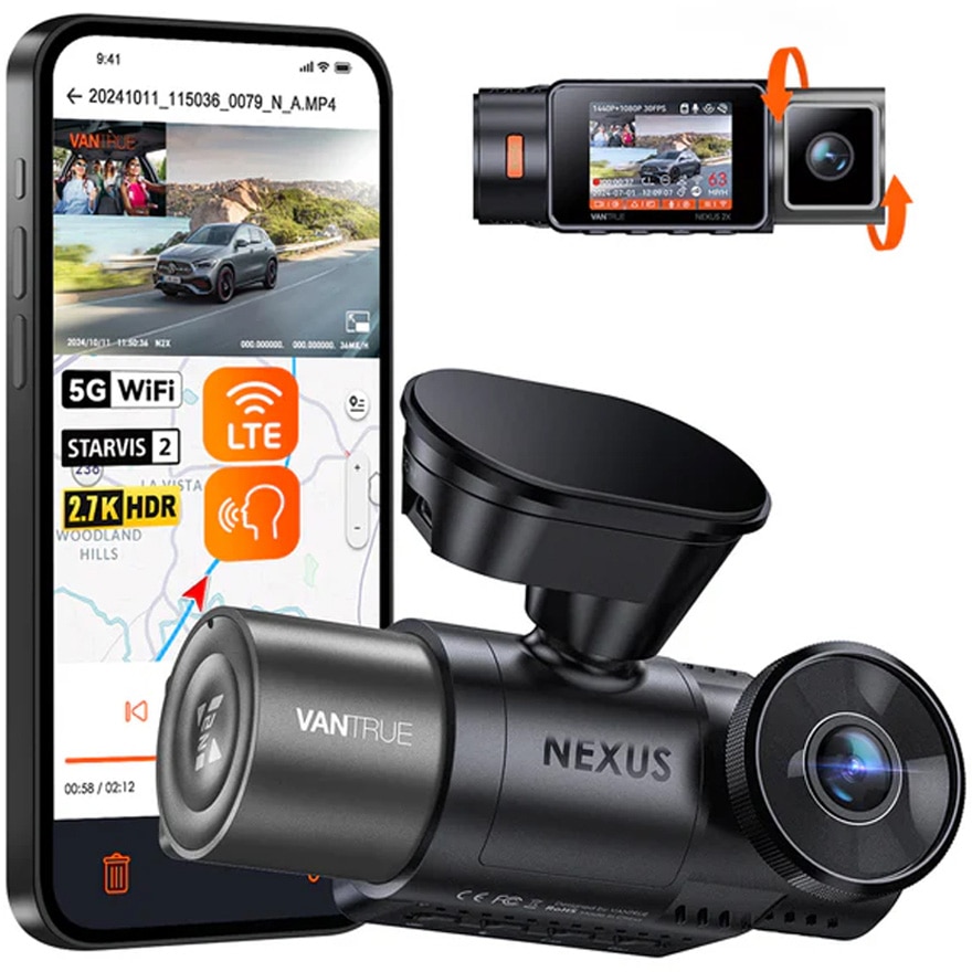 Camera auto duala Vantrue Nexus 2X fata-spate 2.7K + 1080P, WiFi