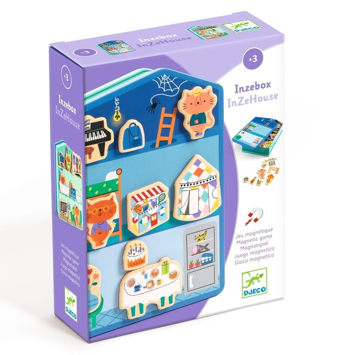 Игра с магнит InZeHouse, Djeco, дървена, +3 години, многоцветна