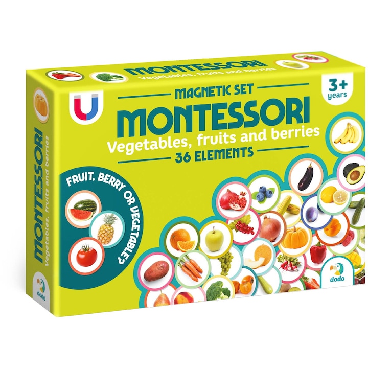 36 db Montessori mágnes készlet, Dodo gyümölcsök és zöldségek