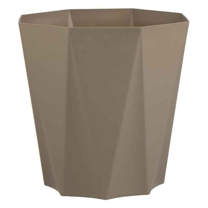 Mokka Színű, Nyolcszögletű Műanyag Kaspó Beltéri és Kültéri Dísznövényekhez 20x20x19.5cm 3.9L