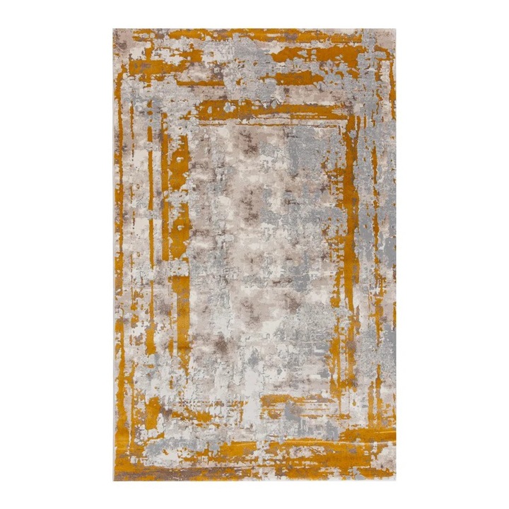 Covor Modern ROSE 150x230 CM, Culoare MUSTAR / GRI, Cod: 50122