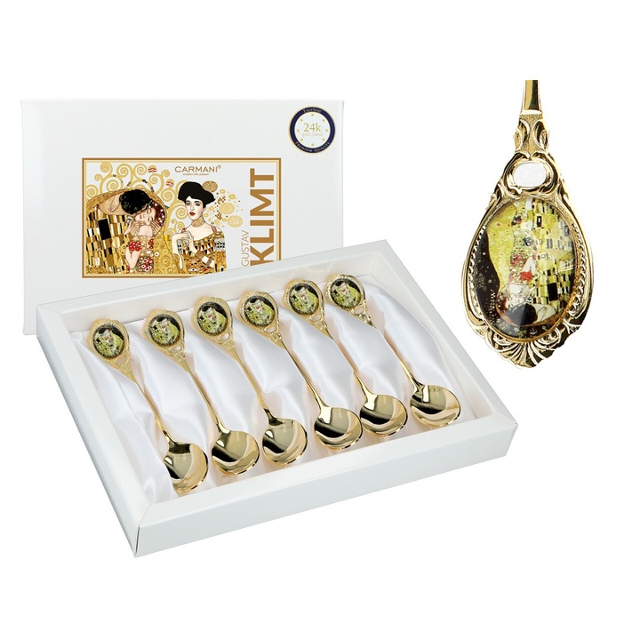 6 darabos díszkanál készlet, CARMANI, arany