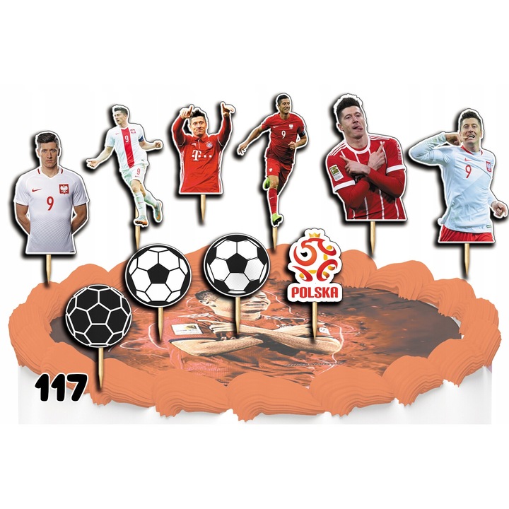 Set topperi tort Dodo, fotbal, multicolor, 10 bucati, 9cm