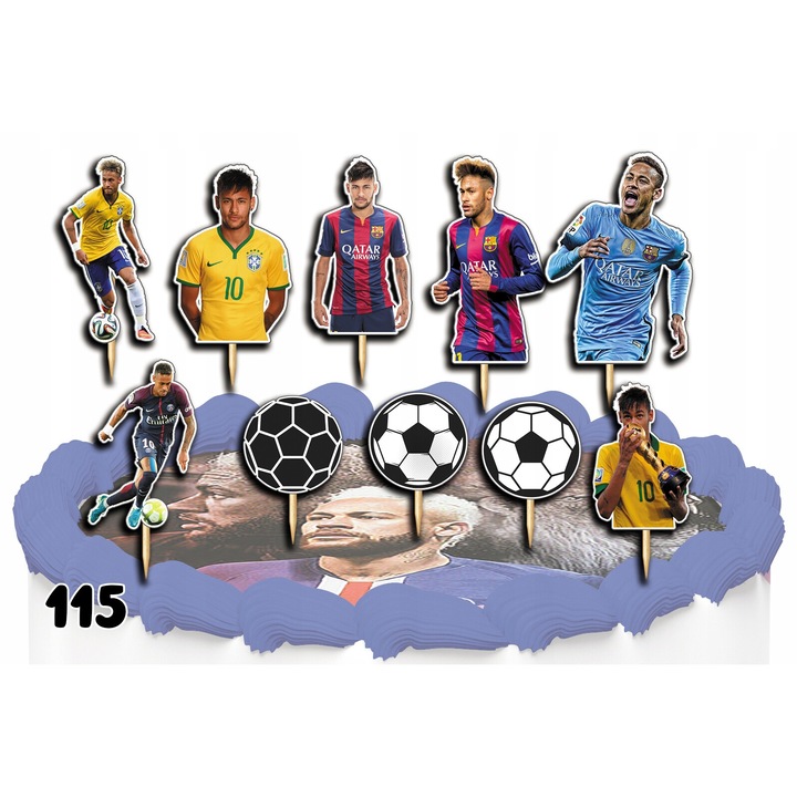 Set de decorare torturi, Dodo, fotbal Neymar, multicolor, 10 bucati, 9cm