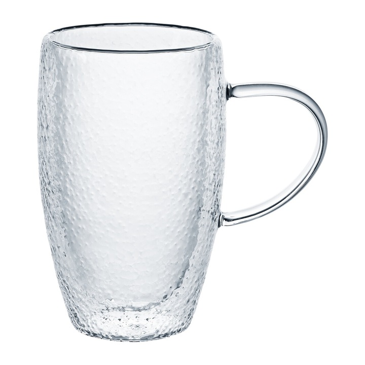 Set 2 cani AMBITION Bubble, 450ml, perete dublu, sticla termorezistenta