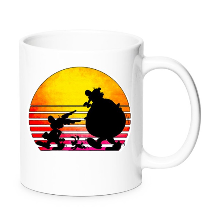 Керамична чаша Астерикс и Обеликс, 330мл, бяла