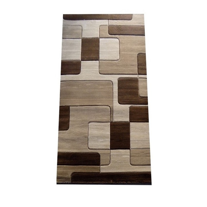 Covor Imperial Geometric, Maro cu Bej, Polipropilena, 60 x 200 cm