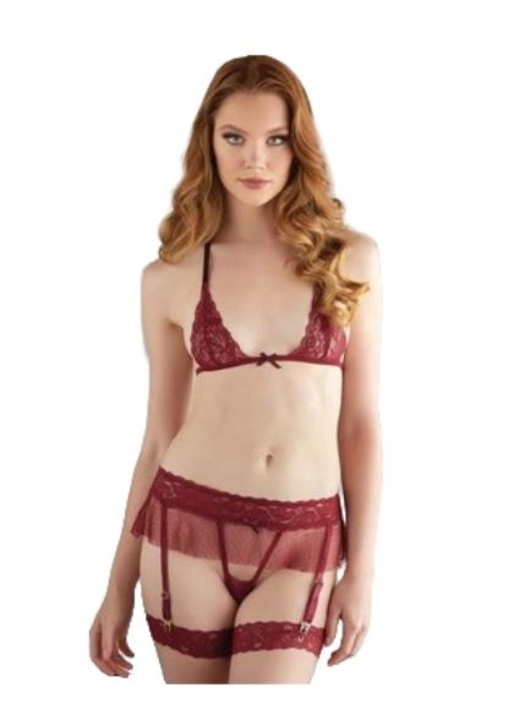 Szexi női fehérnemű szett, Allure, csipke, piros, SM INTL