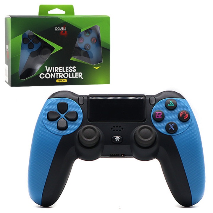 Dupla vezeték nélküli gamepad PS4/PS3-hoz, Bluetooth, érintőpad, 160x105x65mm, fekete