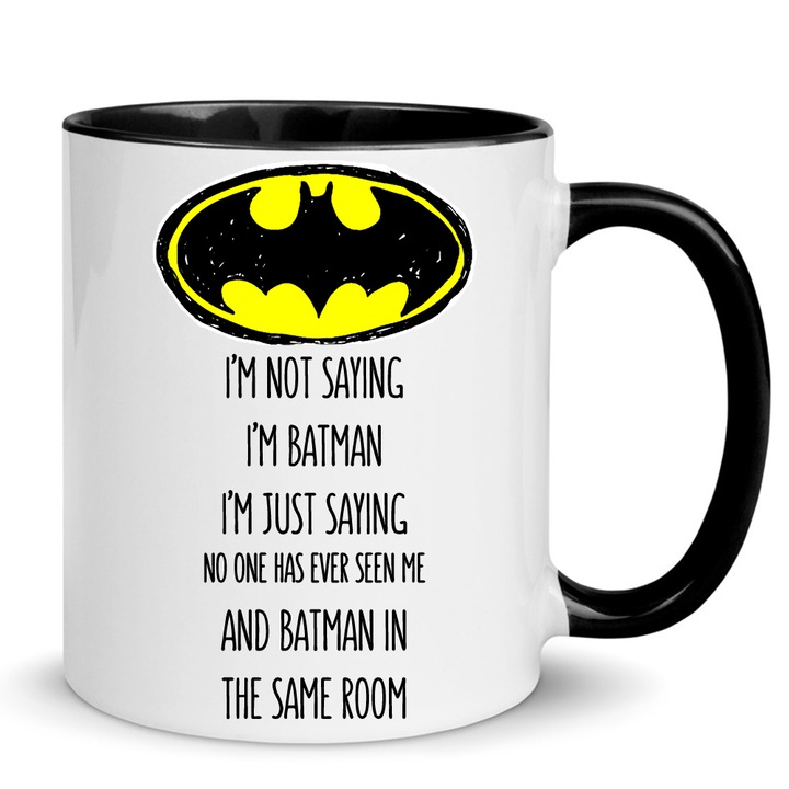 Cana ceramica Batman No.8, 330ml, alb-negru
