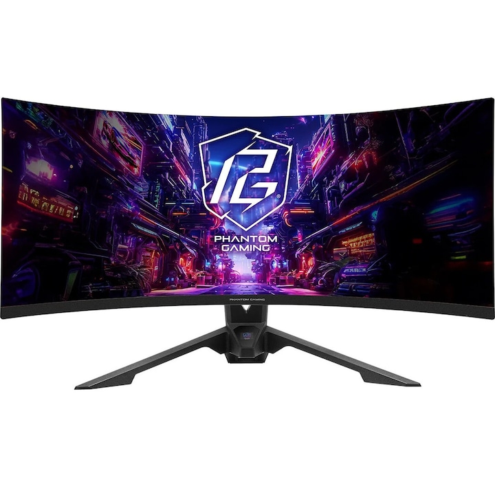 Monitor ASRock 34" PG34QRT3A Curved OLED, 3440x1440, 180Hz, Negru