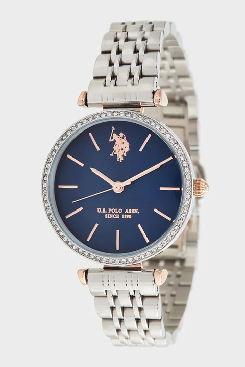 U.S. Polo Assn., Ceas din otel inoxidabil cu cristale, Argintiu
