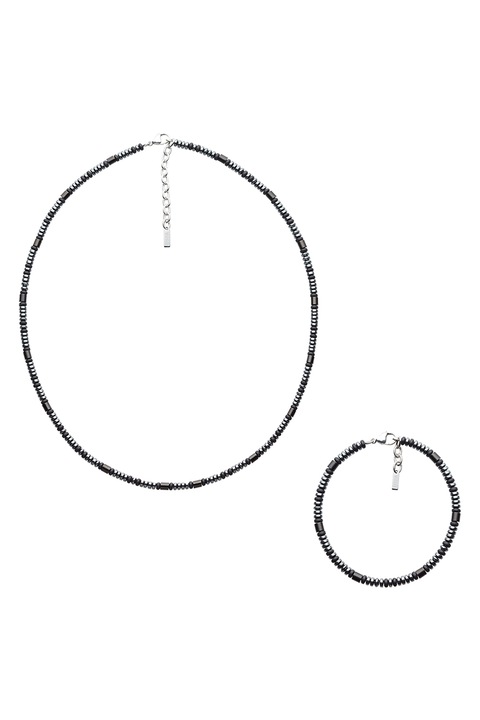 U.S. Polo Assn., Hematitgyöngyös nyaklánc és karkötő szett, Antracitszürke