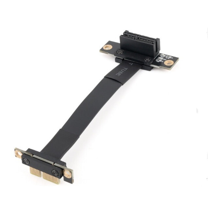 PCI-E 3.0 1X към 1X адаптер, Fokelyi, 90-градусов ъгъл, 20 см удължителен кабел, черен