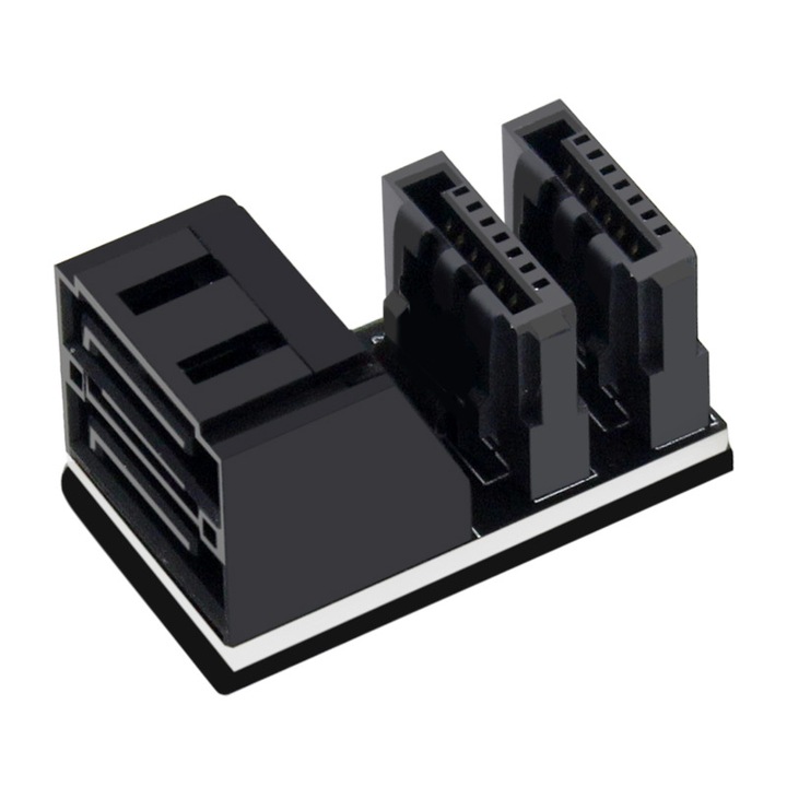 Удължителен кабел за дънна платка Fokelyi PH572_90, двоен SATA7PIN, ъгъл 180x90 градуса, солиден дизайн
