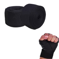 Set 2 Bandaje box, Hggzeg, Protectii incheietura, Elastic super confortabil si usor, Portabil, Sigur, Protectie impact, Usor de utilizat, Pentru sport, MMA, boxing, Poliester, 5x500cm, Negru
