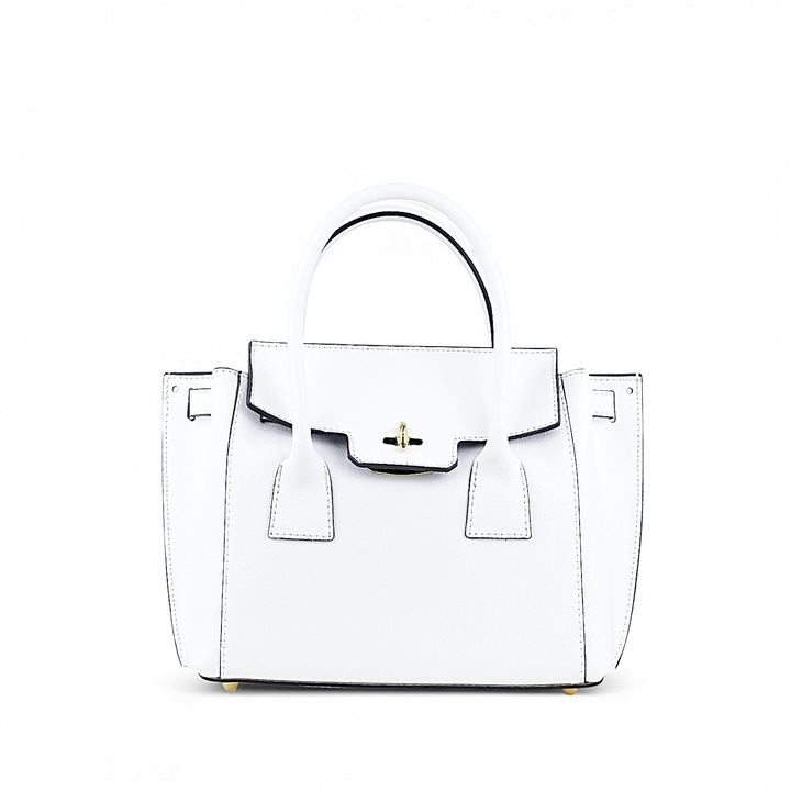 Geanta Din Piele Naturala Pentru Femei Teo-M White