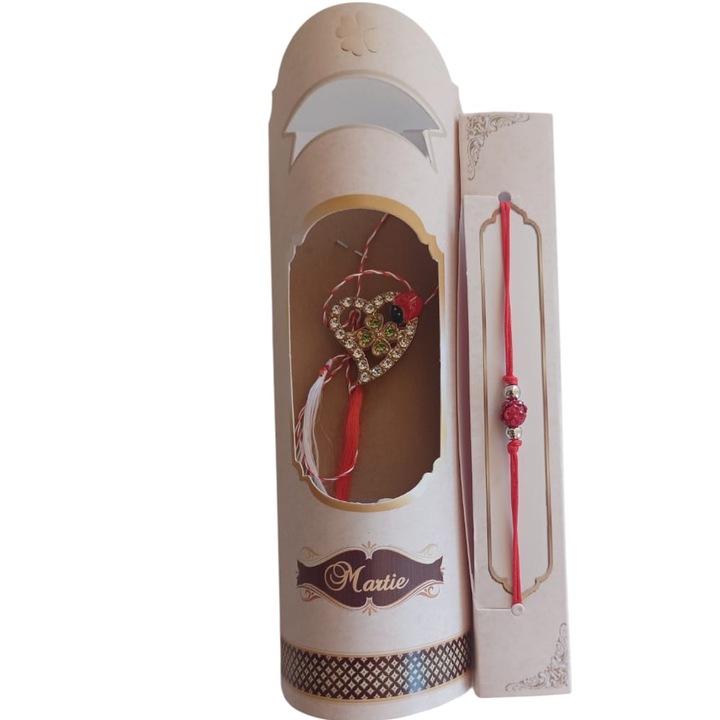 Set Martisor Bratara Si Brosa Inima Cu Trifoi Norocos 2.5 cm, Vision XXI, In Cutie Carton