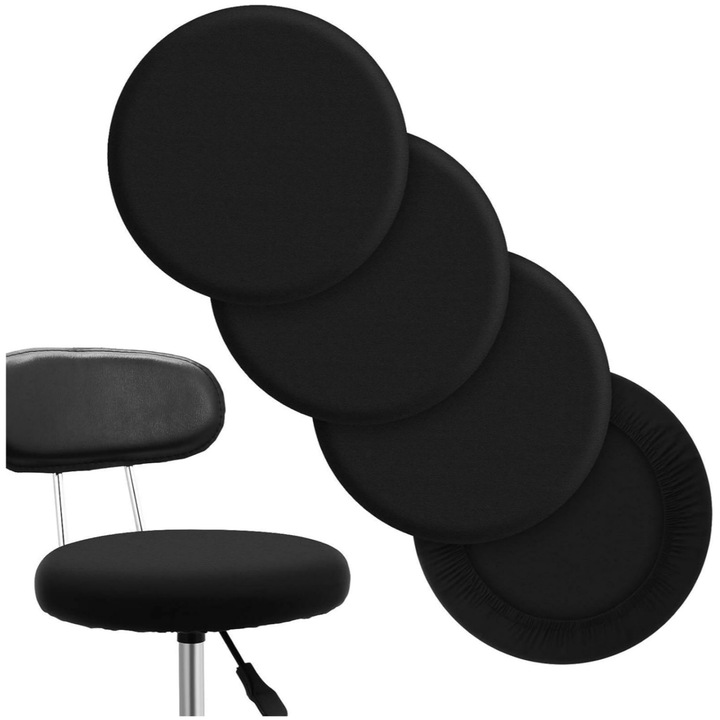 Set de 4 huse rotunde pentru scaun, poliester, gri, 25-35cm, Vanaxalife®, Negru