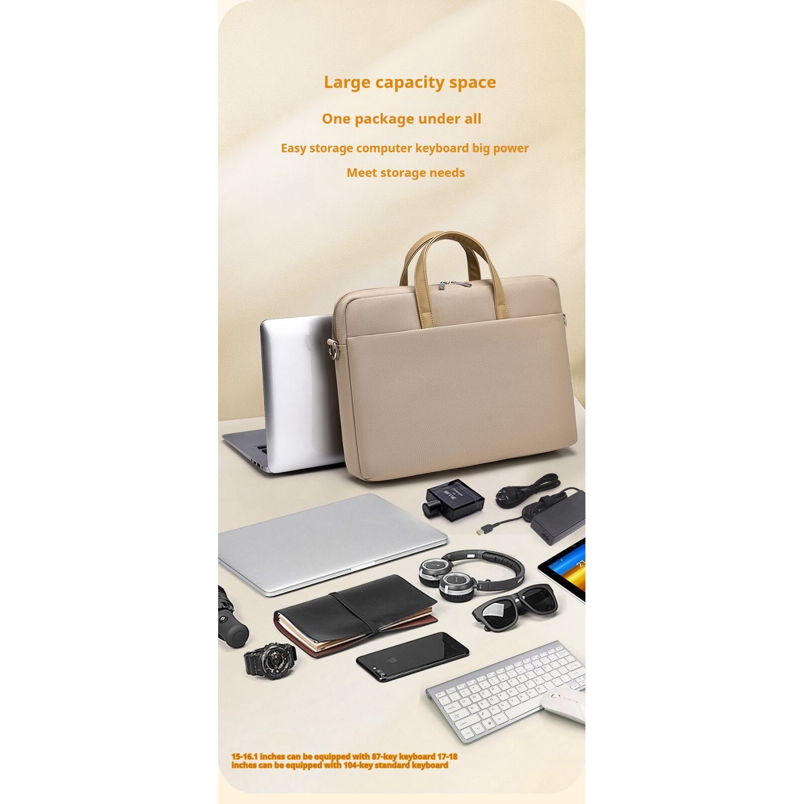 Geanta pentru laptop, portabila, eleganta, 15, 6 inchi, nisip rece, 40×29×6cm