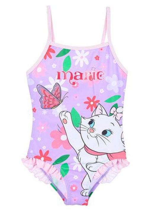 Детски бански Disney Marie cica Flowers Purple, плуване 5 години / 110 см