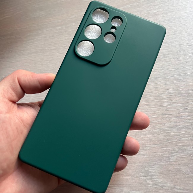 Husa Soft TPU Catifea compatibila cu Samsung Galaxy S25 Ultra, Verde inchis
