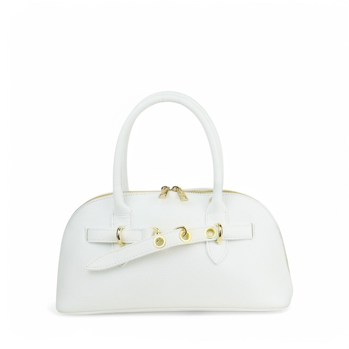 Moranti Rosa valódi bőr kézitáska, fehér, 1 rekeszes