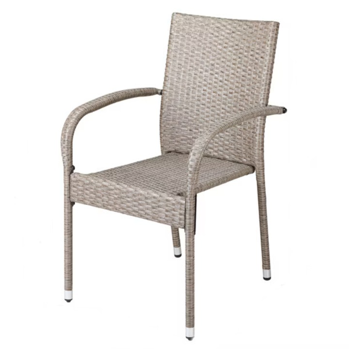 Set 4 scaune pentru terasa/gradina Comfort Casaria, 90 x 50 x 50 cm, Poliratan, Crem