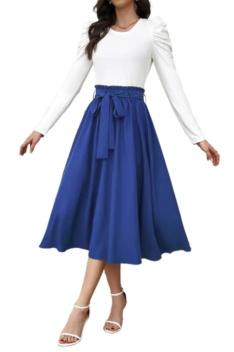 Fusta midi cu funda, Albastru royal