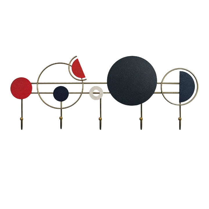 Cuier metalic Deco Art, Circles, 60 x 21 cm, Multicolor