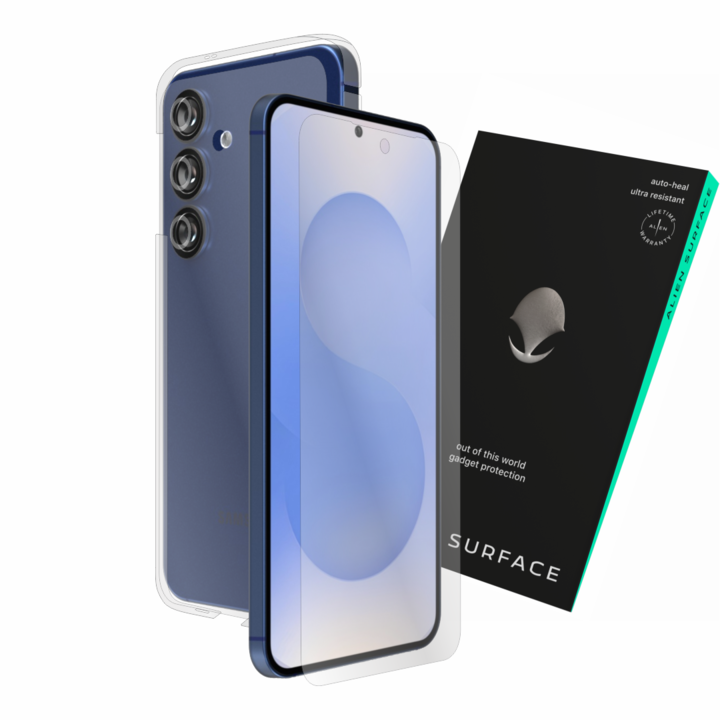 Védőfólia, kompatibilis a Samsung Galaxy S25-tel, képernyőborítás, hátlap különálló oldalakkal és kamerával, Alien Surface