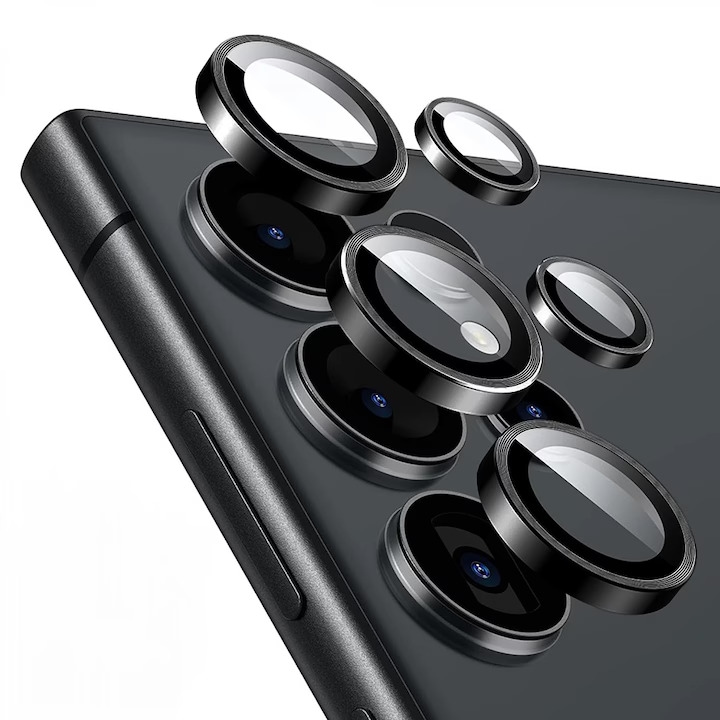 Set folii de protectie camera compatibila cu Samsung Galaxy S25 Ultra, Negru