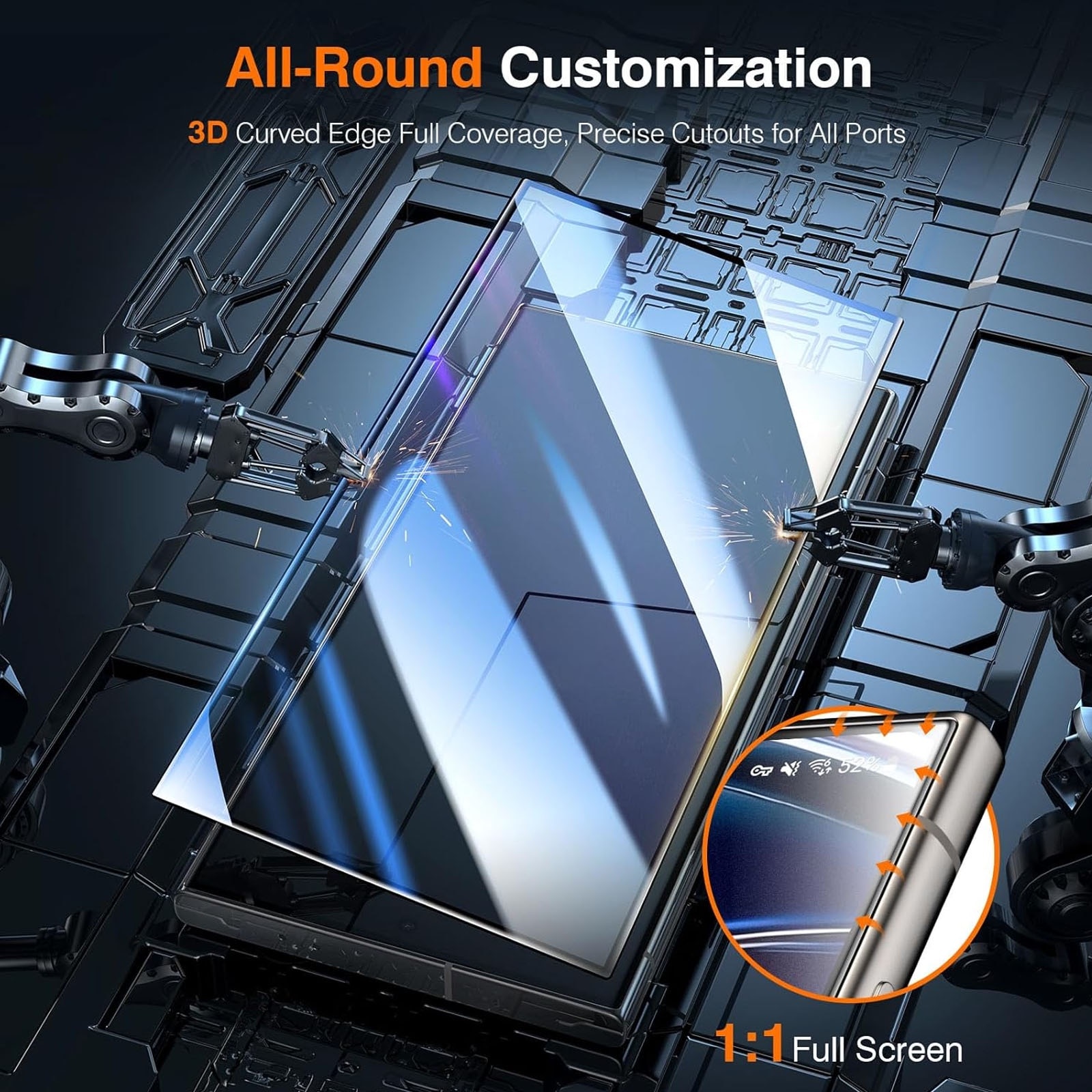 Set 2 folii sticla pentru Samsung Galaxy S25 ultra, Hggzeg, Folie sticla protectie telefon, Folie de inalta definitie, Cu dispozitiv de montare automata in 30 de secunde, 9H+, Tratament electronic oleofobic si anti amprente, Transparent