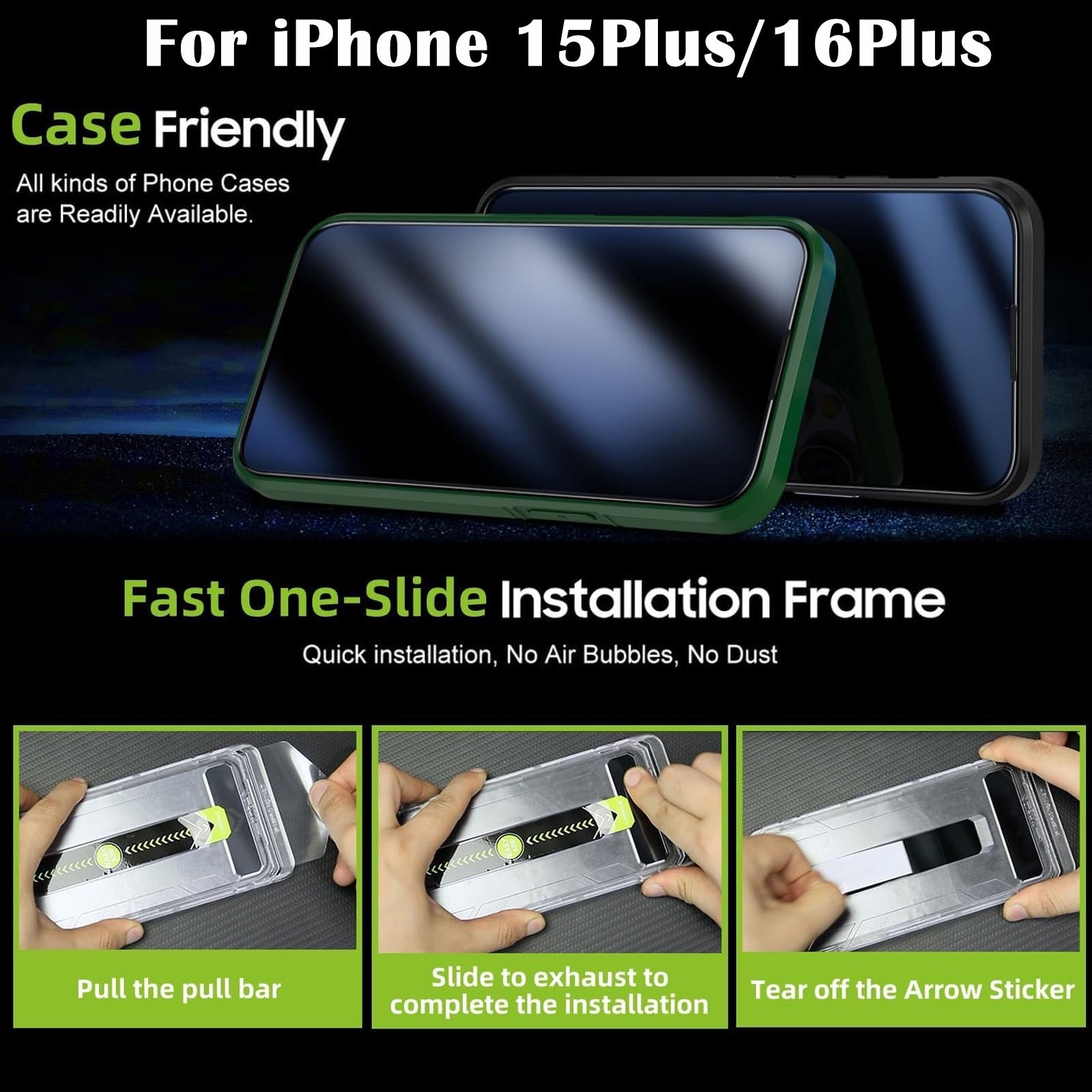 Set 2 folii sticla pentru iPhone 15Plus/16Plus, Hggzeg, Folie sticla protectie telefon, Folie de inalta definitie, Cu dispozitiv de montare automata in 30 de secunde, Instalare 1:1 usoara si rapida, Impermeabil, Antizgarieturi, Anticadere, Transparent