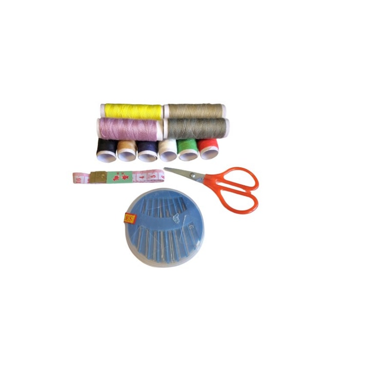 Set de Croitorie Pentru Cusut, 6 Papiote Culori Diferite, Foarfeca, Ace si Metru
