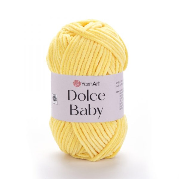 Fir Textil YarnArt Dolce Baby 761, galben, pentru crosetat si tricotat, poliester, 85 m