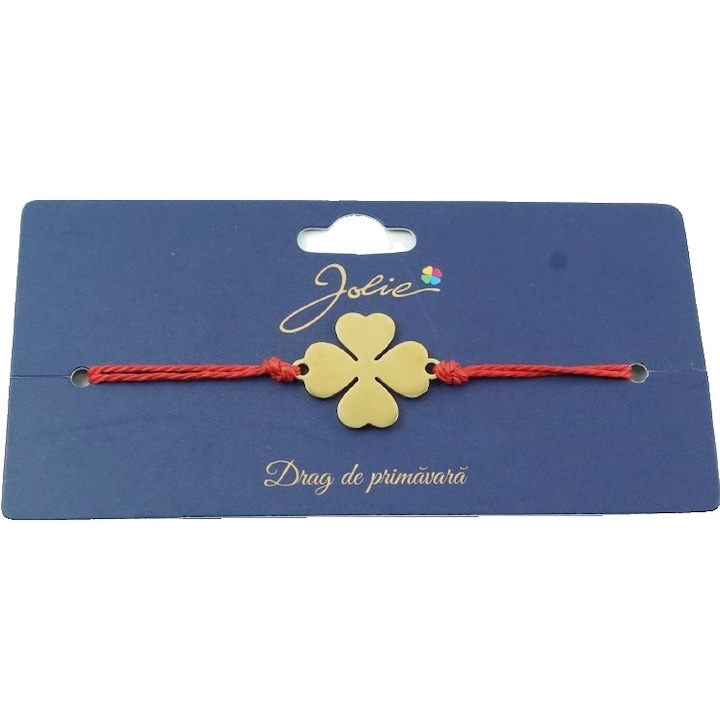 Martisor Bratara Aurie Inox Trifoi cu Patru Foi