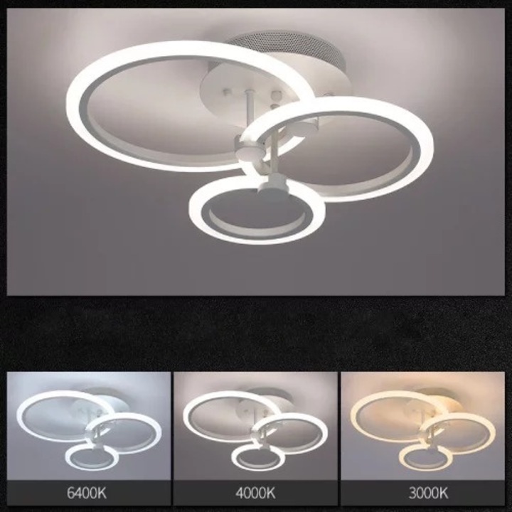 Sueva® LED полилей 3 кръга 2.4G wifi дистанционно управление с регулируем интензитет на светлина/студено/топло/неутрално