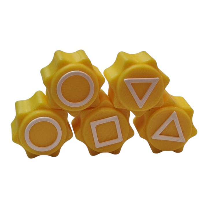 Gonggi játékkészlet állvánnyal, Squid Game, 3D nyomtatott, sárga