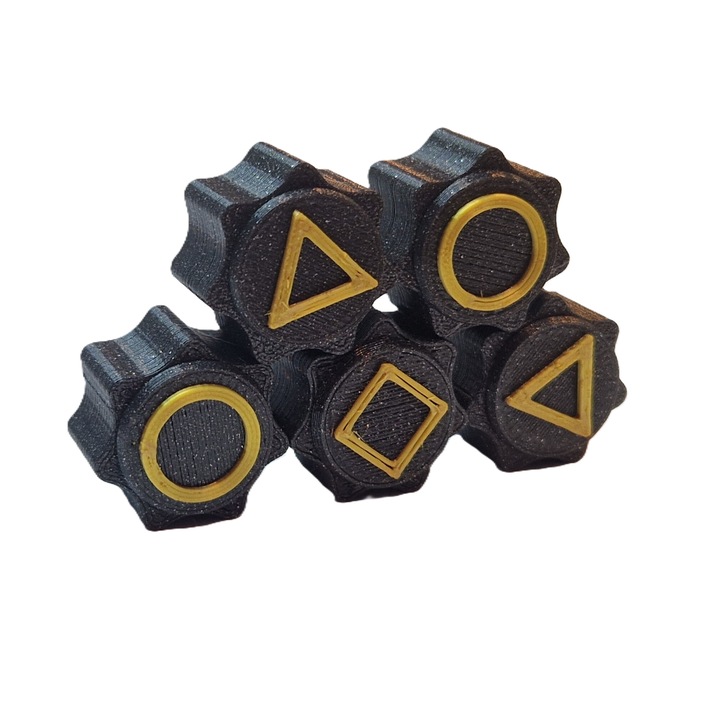 Set de joc Gonggi, Squid Game, printat 3D, negru sclipitor auriu