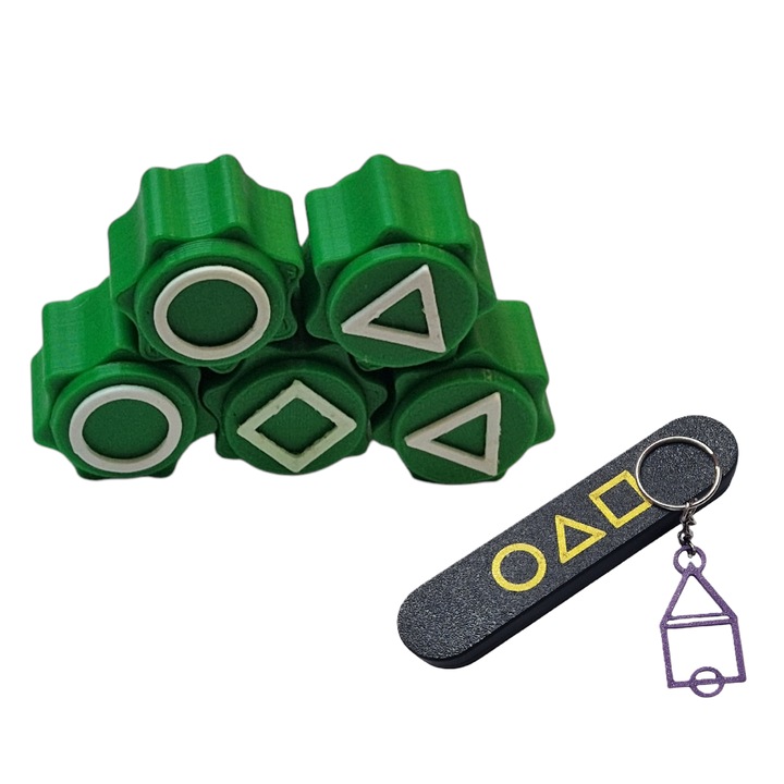 Set de joc Gonggi cu suport, Squid Game, printat 3D, verde