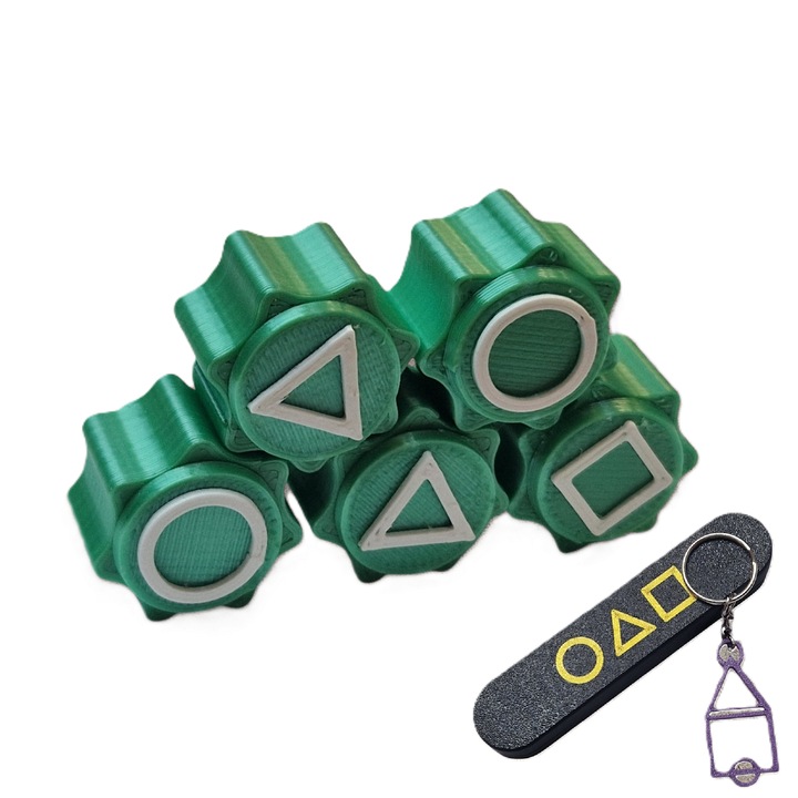 Set de joc Gonggi cu suport, Squid Game, printat 3D, verde matase