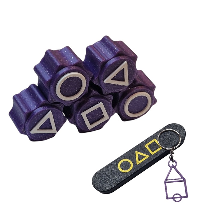 Set de joc Gonggi cu suport, Squid Game, printat 3D, violet matase