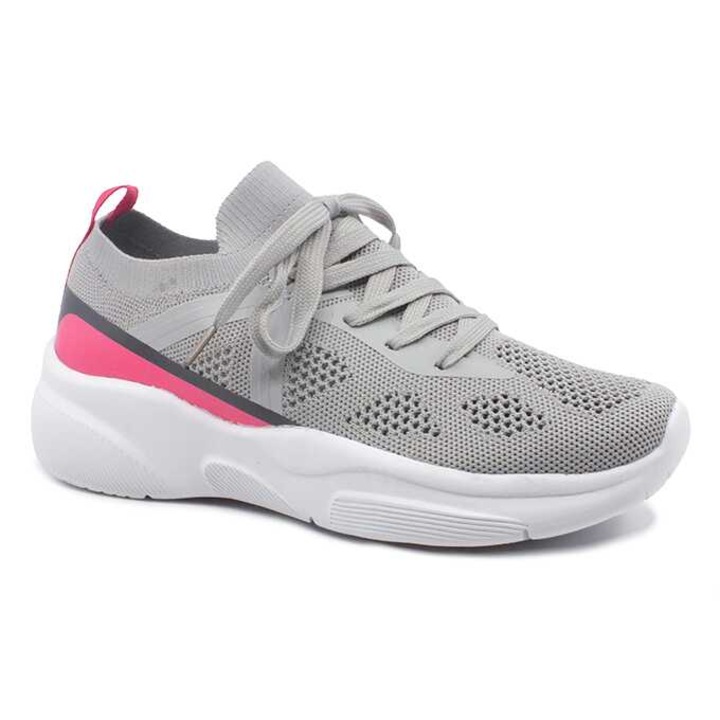 Pantofi sport Fashion pentru femei cu talpa groasa si flexibila inchidere cu siret in fata materialul este perforat P1
