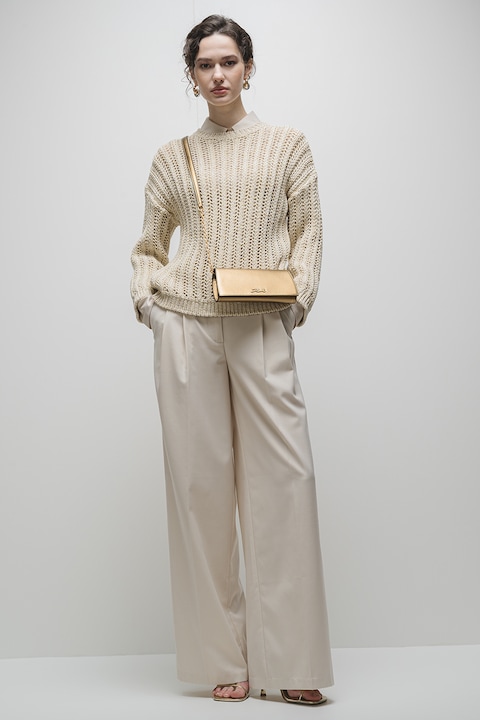 Stefanel, Pulover cu maneci cazute, fara inchidere, Bej deschis