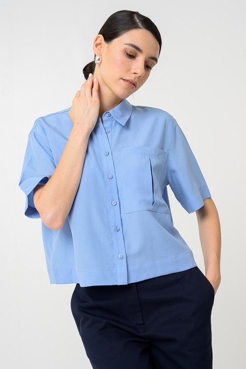 Stefanel, Camasa uni cu maneci scurte, Albastru deschis