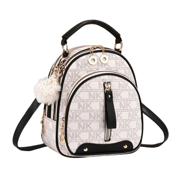 Дамска раница Amyra, бял/черен