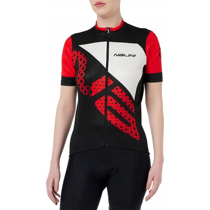 Tricou ciclism unisex, Nalini Victoria 2.0, negru/rosu, poliester, S INTL