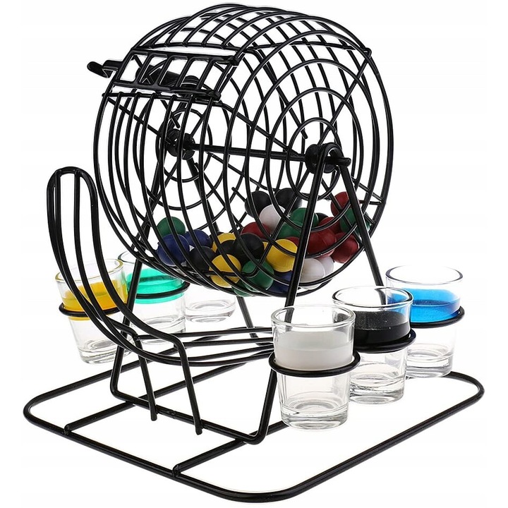 Relaxdays Bingo Drinking Társasjáték, 6 pohár készlet, 48 golyó, tarka